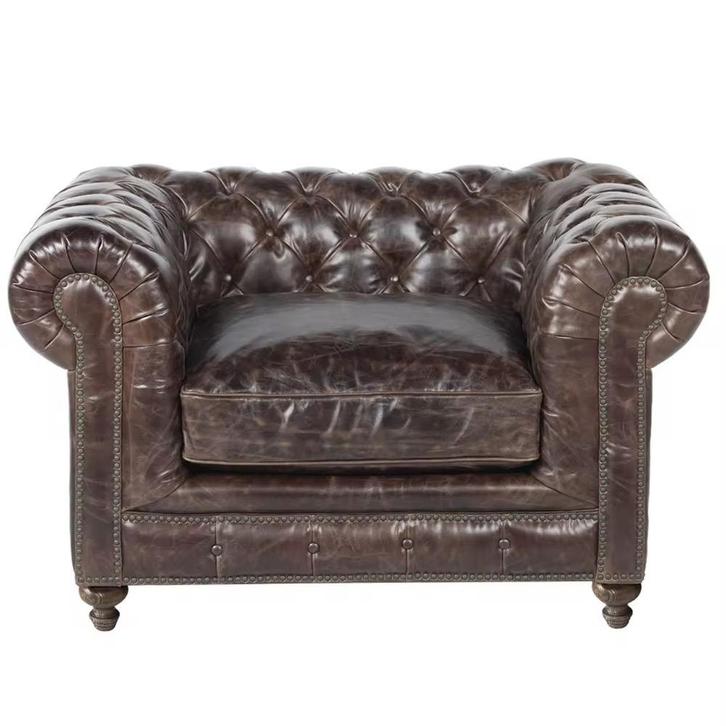 Fauteuil en cuir Chesterfield — Tufted Cigar Club - Fauteuil, Animaux & Accessoires, Paniers pour chiens, Neuf, Cuir, Enlèvement ou Envoi