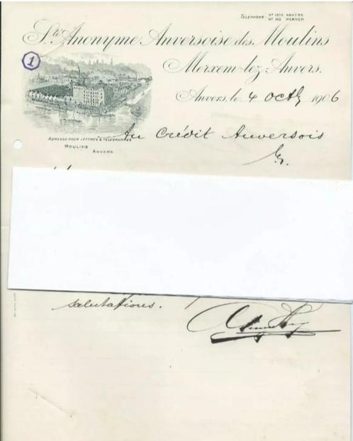 Merxem+Windmolen uit Antwerpen+Antwerpen+Ondertekende brief, Verzamelen, Postkaarten | België, Ongelopen, Antwerpen, Voor 1920