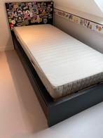 1- persoons bed IKEA (+matras optioneel), Comme neuf, Noir, 90 cm, Bois