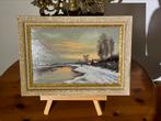 schilderij op een houten paneel. winters uitzicht., Antiek en Kunst, Kunst | Schilderijen | Klassiek, Ophalen