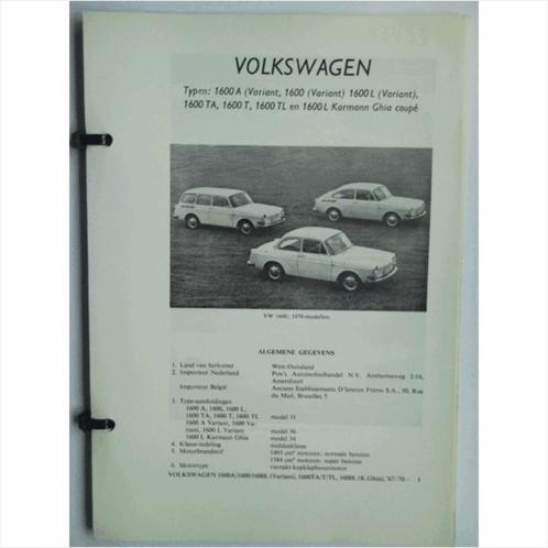 Volkswagen 1600 Vraagbaak losbladig 1967-1970 #3 Nederlands, Boeken, Auto's | Boeken, Gelezen, Volkswagen, Ophalen of Verzenden