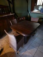 Eikenhouten tafel (uitschuifbaar) + zitplaats, Huis en Inrichting, Ophalen, Gebruikt, 100 tot 150 cm, Vier personen