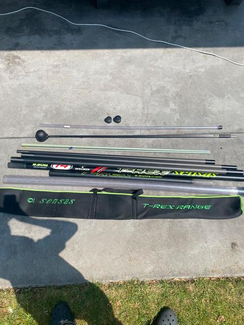 Sensas T-tex 11m + cupping set, Watersport en Boten, Hengelsport | Witvissen, Zo goed als nieuw, Vaste hengel, Ophalen