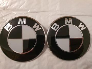 Bmw motorkap/kofferbak emblemen logo 2 x 82 mm > zwart wit