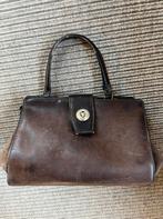 Vintage lederen handtas, echt leuk, Handtassen en Accessoires, Tassen | Damestassen, Ophalen of Verzenden, Gebruikt, Bruin, Handtas