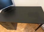 Bureau noir Ikea avec tiroirs, Ophalen, Zo goed als nieuw, Bureau