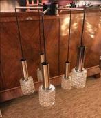 vintage kaskadenlamp hanglamp + wandlamp mid-century, 75 cm ou plus, Verre, Comme neuf, Enlèvement