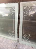 12X antiek geëtst glas uit oud herenhuis, Doe-het-zelf en Bouw, Glas en Ramen, Ophalen, Zo goed als nieuw