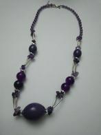 Collier LDADPR vintage avec perles violettes, Bijoux, Sacs & Beauté, Avec pendentif, Synthétique, Enlèvement ou Envoi, Violet