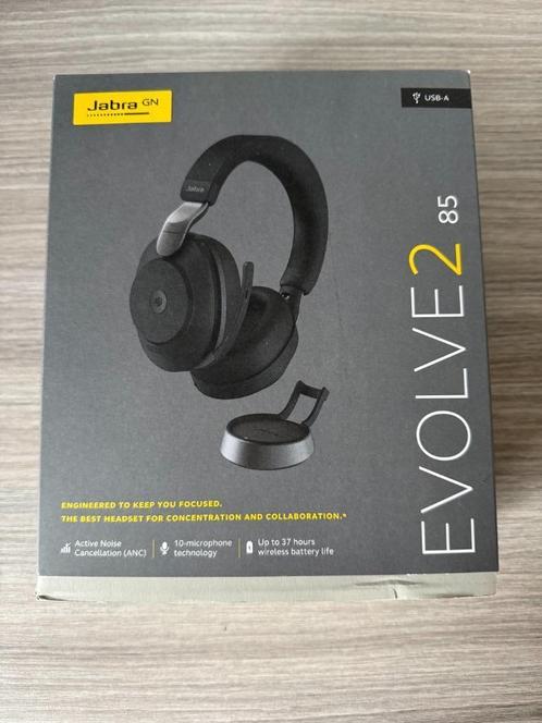 Jabra Evolve2 85, Computers en Software, Headsets, Zo goed als nieuw, Over-ear, Draadloos, Inklapbare microfoon, Mute-functie