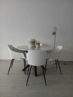 Marmer eettafel+stoelen+lamp+deco, Ophalen, Zo goed als nieuw