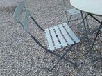 metalen brasserie tafeltje met 4 plooistoelen, Tuin en Terras, Ophalen, Gebruikt, Tuinset