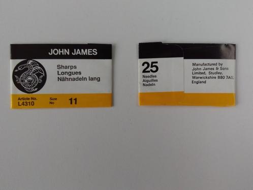 John James naalden Sharps longues size 11, Hobby en Vrije tijd, Borduren en Borduurmachines, Nieuw, Onderdeel of Accessoires, Handborduren