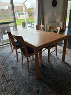 Eiken eettafel met 4 stoelen, Huis en Inrichting, Ophalen, Gebruikt, Eikenhout, 50 tot 100 cm