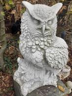 Grote uil (oehoe) in gepatineerde steen, Tuin en Terras, Ophalen, Nieuw, Steen, Dierenbeeld