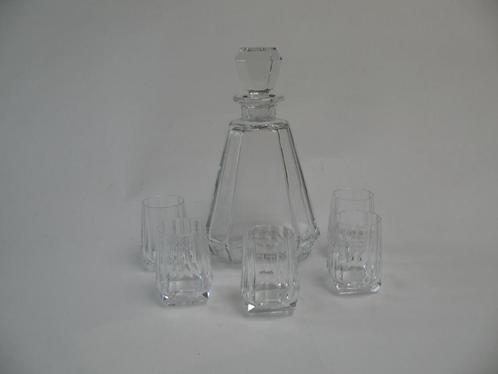Art Deco karaf + 5 glaasjes kristalglas, Antiquités & Art, Antiquités | Verre & Cristal, Enlèvement ou Envoi