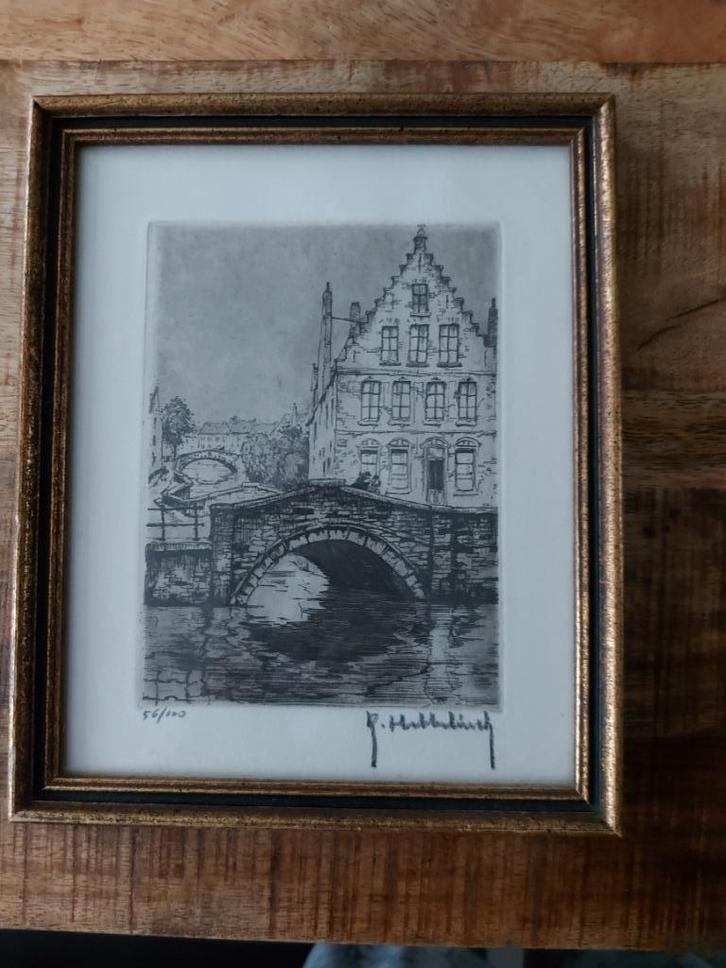 Ets Brugge gemaakt door Hebbelinck, Antiek en Kunst, Kunst | Etsen en Gravures, Ophalen of Verzenden