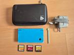 Nintendo DS + 3 games + oplader DSi-console in goede staat, Met games, Gebruikt, Blauw, Dsi