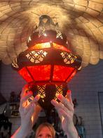 Marokkaanse lamp gezellige rode gloed . Glas en koper, Ophalen, Glas