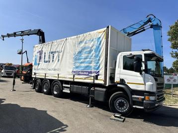 Scania P410 8x4 TRIDEM PRITSCHE PLANE + KRAN HIAB 244 EP-4 H beschikbaar voor biedingen