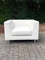 Twee 1-persoons fauteuils wit kunstleer, Ophalen, Zo goed als nieuw, Minder dan 75 cm, 75 tot 100 cm