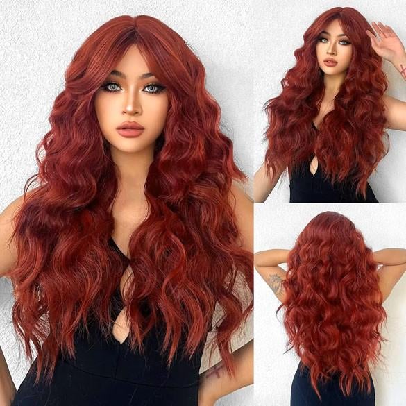 Pruik lang haar grove slagen in henna roodbruin mix Femke, Verzenden, Nieuw