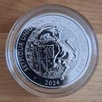 UK 2 oz silver Tudor Beasts SEYMOUR UNICORN 2024 BU £5, Zilver, Ophalen of Verzenden, Losse munt, Overige landen