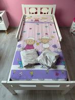 Kinderbed (bedframe, boxspring, matras, boringen, laken), Ophalen, Gebruikt, 70 tot 85 cm, 140 tot 160 cm