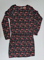 Mt 176 Zwarte jurk lange mouwen met roze en grijze jaguars, Gebruikt, Meisje, Ophalen of Verzenden, Someone