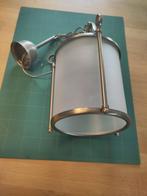 Suspensie van matglas en tin met wandlampen, Ophalen of Verzenden, Gebruikt, Glas, Classique