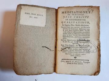 1781 Soc. Jezuïeten -MEDITATIONES DE PRÆCIPUIS  JESU CHRISTI beschikbaar voor biedingen