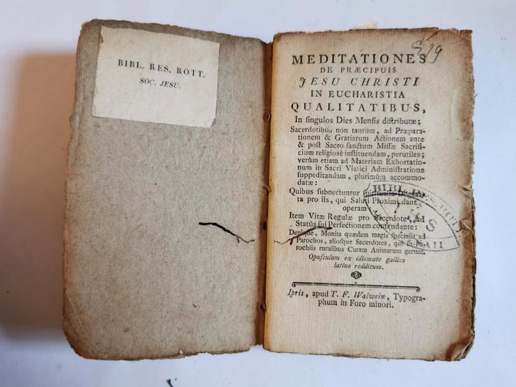 1781 Soc. Jezuïeten -MEDITATIONES DE PRÆCIPUIS  JESU CHRISTI, Antiek en Kunst, Antiek | Boeken en Manuscripten, Ophalen of Verzenden