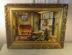 Mooi Oud Geschilderd Werk 'In de Huiskamer' - gesigneerd, Ophalen of Verzenden
