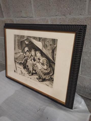 Mooie grote kader met kunstprent...glas....0478028005 beschikbaar voor biedingen