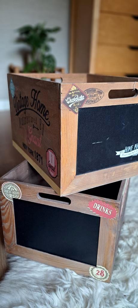Houten kist - opbergdoos - krijtbord, Huis en Inrichting, Woonaccessoires | Kisten, Zo goed als nieuw, Ophalen of Verzenden