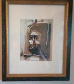 Schilderij pastelkrijt Johan Corthals, zelfportret., Ophalen