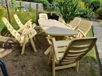 Tuintafel en fauteuils, Tuin en Terras, Tuinsets en Loungesets, Ophalen, Kunststof, Gebruikt, 6 zitplaatsen