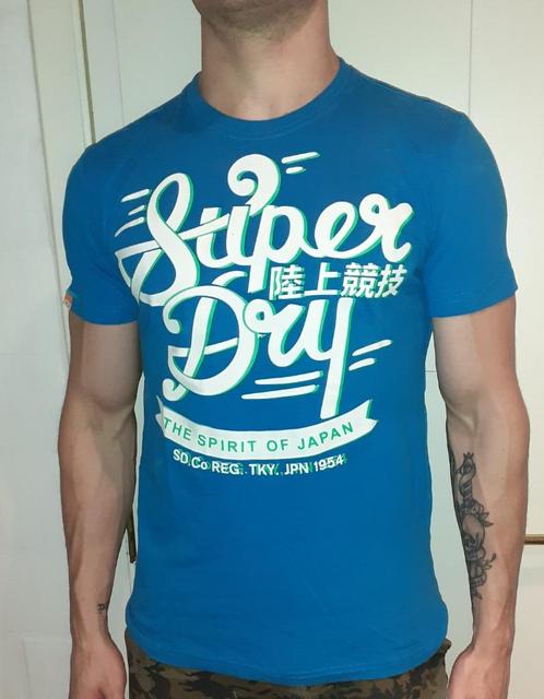 T-shirt heren kleur blauw vintage Superdry M, Vêtements | Hommes, T-shirts, Neuf, Taille 48/50 (M), Bleu, Envoi