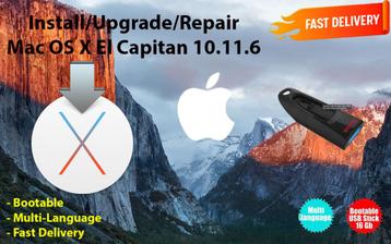 Mac OS X El Capitan 10.11.6, OSX via USB van 32GB zonder DVD beschikbaar voor biedingen