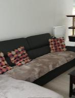 antraciet grijze vierzitzetel met longchair, Ophalen, Gebruikt