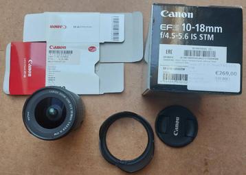 Canon EF-S 10-18 mm f/4.5-5.6 IS STM zoom, EW-73C zonnekap beschikbaar voor biedingen