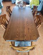 heel mooi eiken eettafel met 6 eiken zware mooie stoelen, Huis en Inrichting, Tafels | Eettafels, Ophalen, Zo goed als nieuw