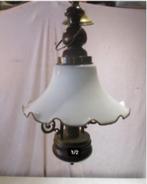 Mooie Retro Hanglamp in porselein hout en metaal - 50cm, Ophalen of Verzenden, Huis en Inrichting