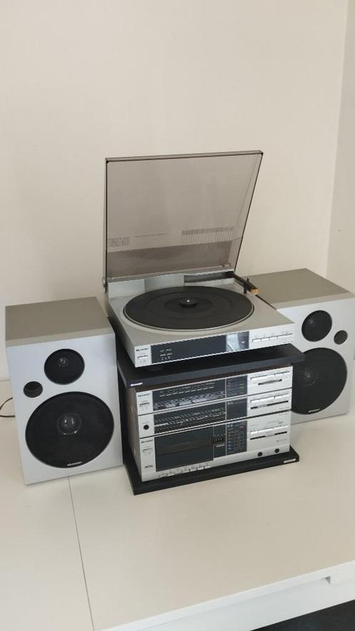 HIFI-keten SHARP met lineaire platenspeler (tangentiale arm), Audio, Tv en Foto, Stereoketens, Gebruikt, Cassettedeck, Tuner of Radio