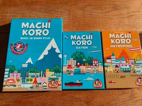 Machi Koro basisspel + 2 uitbreidingen, Hobby en Vrije tijd, Gezelschapsspellen | Bordspellen, Zo goed als nieuw, Ophalen of Verzenden