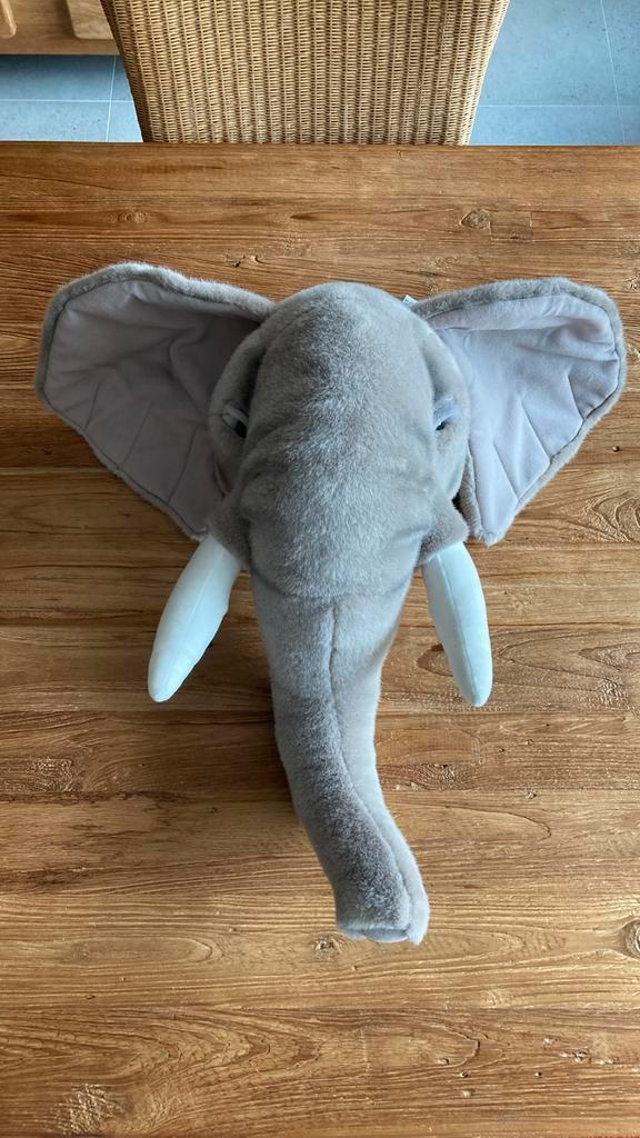 Wild en soft olifant dierenkop pluche, Kinderen en Baby's, Speelgoed | Knuffels en Pluche, Zo goed als nieuw, Olifant, Ophalen of Verzenden