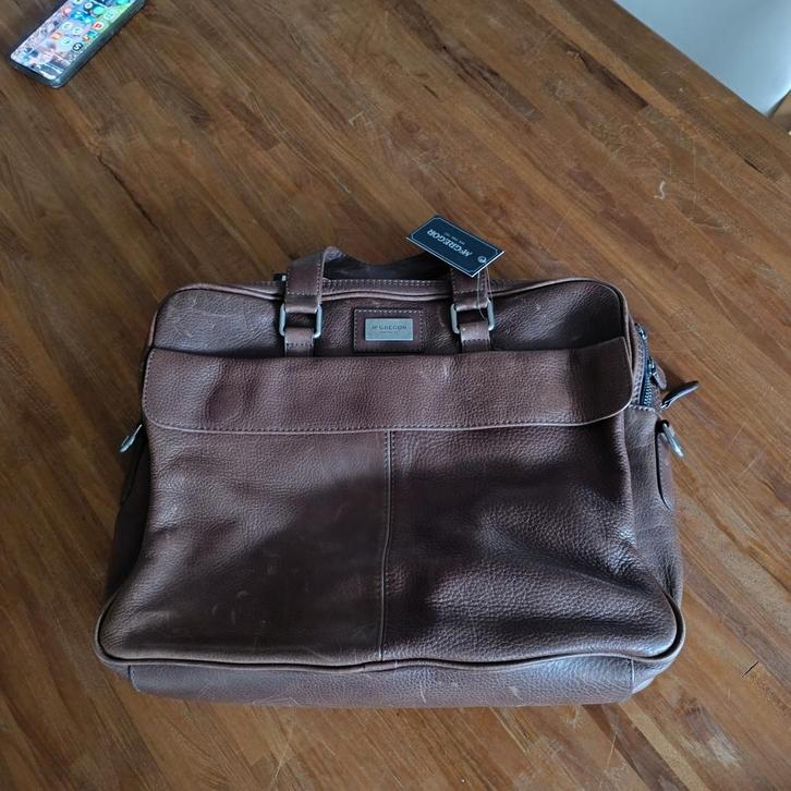 McGregor leren aktetas / laptoptas - nieuw met label (€234 n, Computers en Software, Laptoptassen, Nieuw, Aktetas, Ophalen