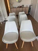 6 witte stoelen met houten poot, Huis en Inrichting, Stoelen, Ophalen