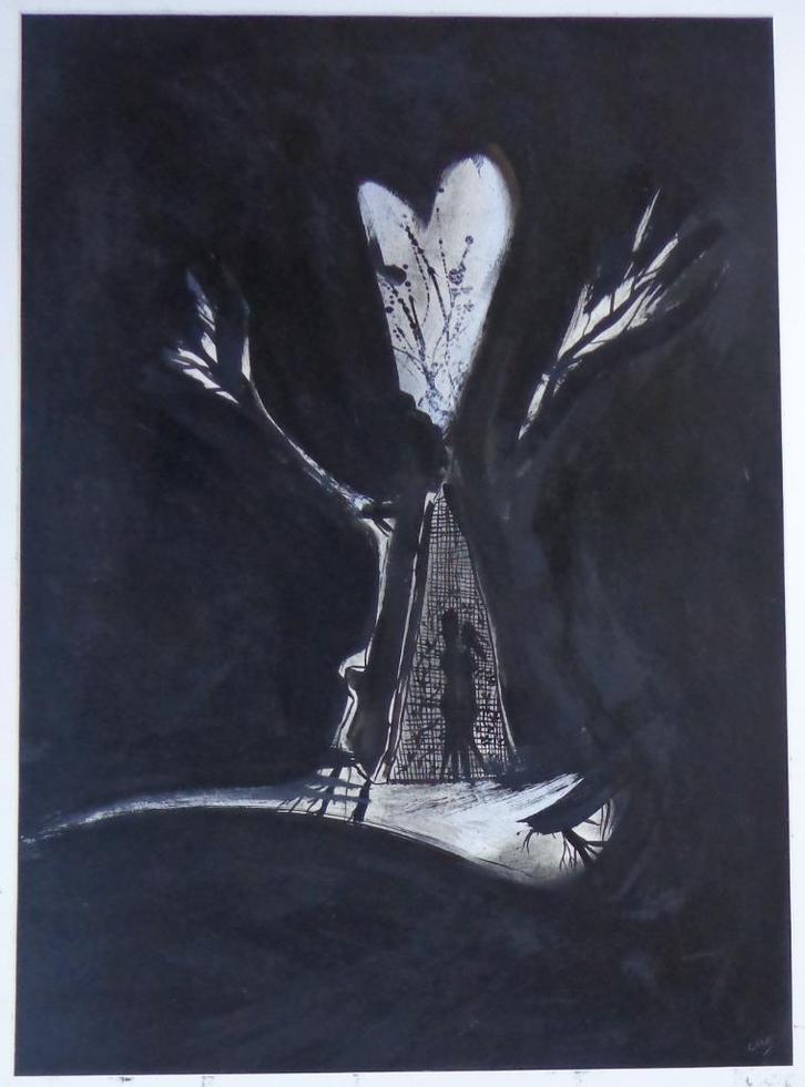 FRANKY CANE / FIGURATIE / OLIEVERF PAPIER / 120x90cm PANEEL, Antiek en Kunst, Kunst | Schilderijen | Modern, Ophalen