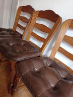 4 stoelen (gemaakt van hout en leer), Maison & Meubles, Chaises, Enlèvement, Cuir